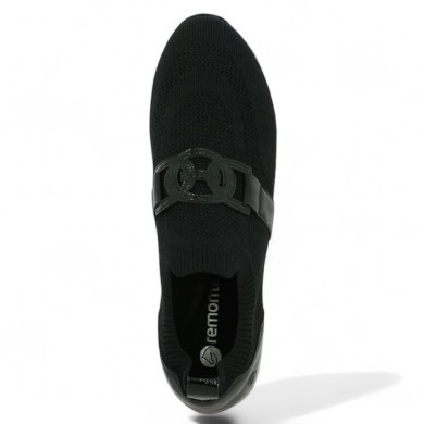 R6713-00 baskets grande taille stretch noire Remonte Shoesissime, vue dessus