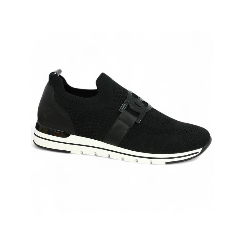 R6713-00 baskets stretch noire Remonte 42, 43, 44, 45 Shoesissime, vue profil