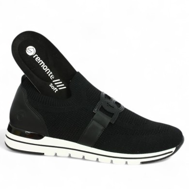 Baskets femme semelle amovible 42, 43, 44, 45 stretch noir Shoesissime, vue détails
