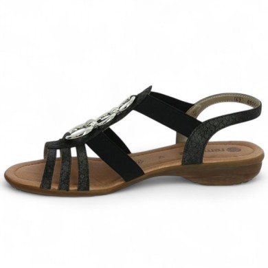nu-pieds grande pointure femme Remonte noir bijoux R3605-02 Shoesissime, vue intérieure