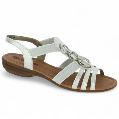Sandale blanche bijoux Remonte femme grande taille R3605-80 Shoesissime, vue profil