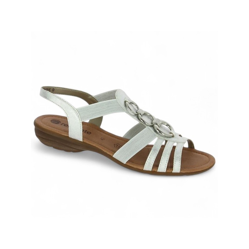 Sandale blanche bijoux Remonte femme grande taille R3605-80 Shoesissime, vue profil