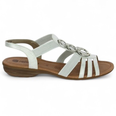 Sandale 42, 43, 44, 45 blanche bijoux Remonte femme R3605-80 Shoesissime, vue coté