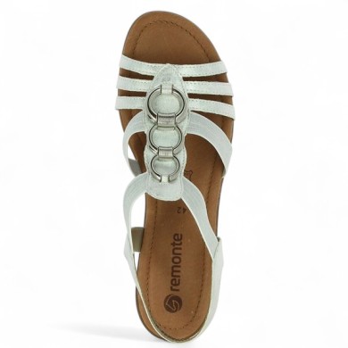 Nu-pieds femme 42, 43, 44, 45 blanc bijoux Remonte femme R3605-80 Shoesissime, vue dessus