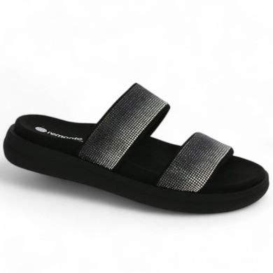 D2N50-03 mule Remonte strass noir 42, 43, 44, 45, vue profil
