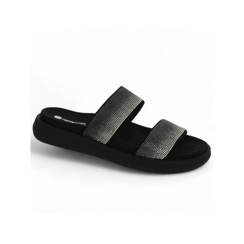 Star- Claquette à strass noire grande taille - Mule femme grande size - Shoesissime