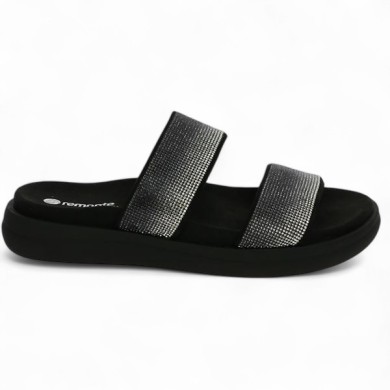 Star- Claquette à strass noire grande taille - Mule femme grande size - Shoesissime