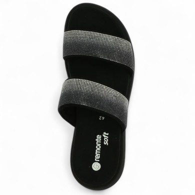 Star- Claquette à strass noire grande taille - Mule femme grande size - Shoesissime