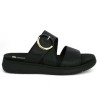 D2K51-00 mule grande pointure femme noire Remonte boucle dorée, vue coté
