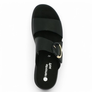 D2K51-00 mule noire Remonte 42, 43, 44, 45 boucle dorée, vue dessus