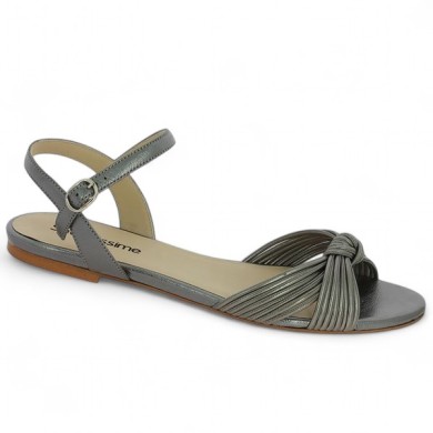 sandale grande taille plate habillée gris métallisé Shoesissime, vue profil