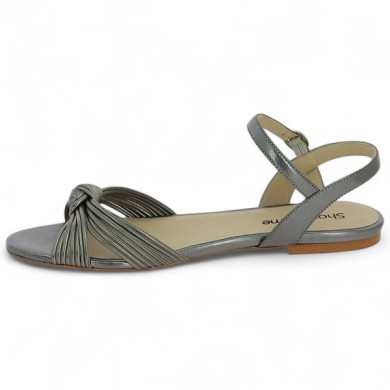 Sandale plate femme 42, 43, 44, 45 habillée gris métallisé Shoesissime, vue intérieure