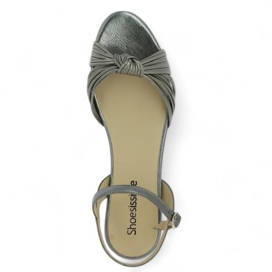 nu-pieds chic gris métal femme grande pointure Shoesissime, vue dessus