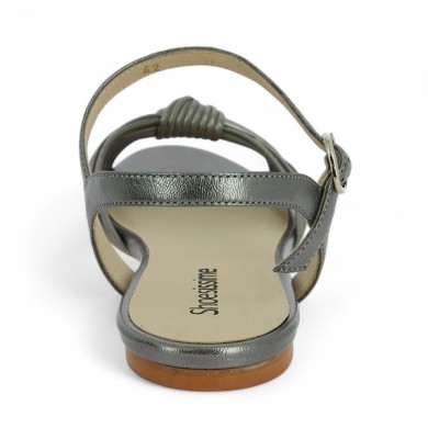 Calice - Nu-pieds élégant gris métal - Sandales grande taille femme - Shoesissime