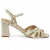 sandale à talon dorée grande pointure élégante Shoesissime, vue profil