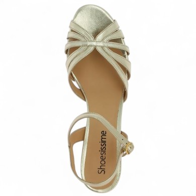 sandale à talon cuir doré 42, 43, 44, 45 chic Shoesissime, vue dessus