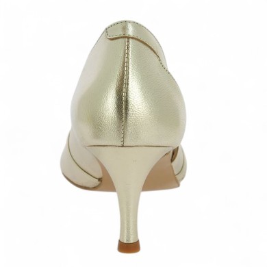 Farah - Escarpin open toe doré - Escarpins grande taille femme - Shoesissime