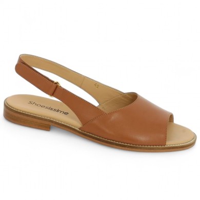 Vera - Camel flat sandal large size - Barefoot 42, 43, 44, 45 women - Shoesissime