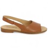 Vera - Camel flat sandal large size - Barefoot 42, 43, 44, 45 women - Shoesissime