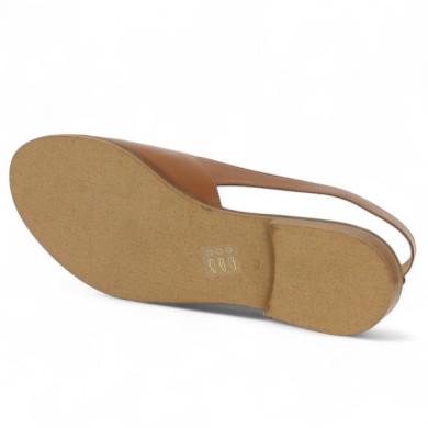 Vera - Camel flat sandal large size - Barefoot 42, 43, 44, 45 women - Shoesissime