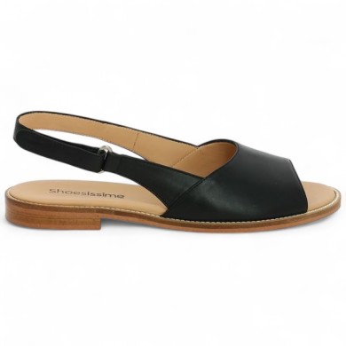 sandale noire plate femme 42, 43, 44, 45 Shoesissime, vue coté