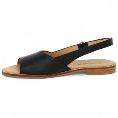 chaussure ouverte femme grande pointure cuir noir, vue intérieure
