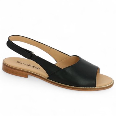 VEra - Sandale plate grande taille noire - Women's large size sandals - Shoesissime
