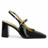 escarpin sling back vernis noir  grande taille Shoesissime, vue coté