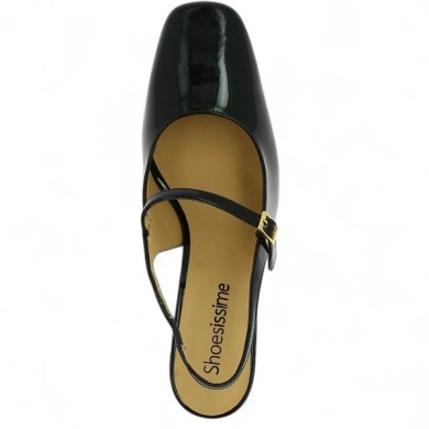 escarpin sling back vernis noir  grande pointure Shoesissime, vue dessus
