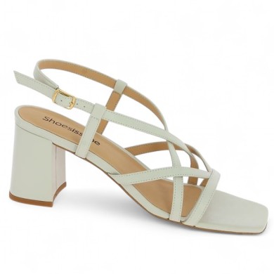 sandale blanche à talon 42, 43, 44, 45 Shoesissime, vue profil
