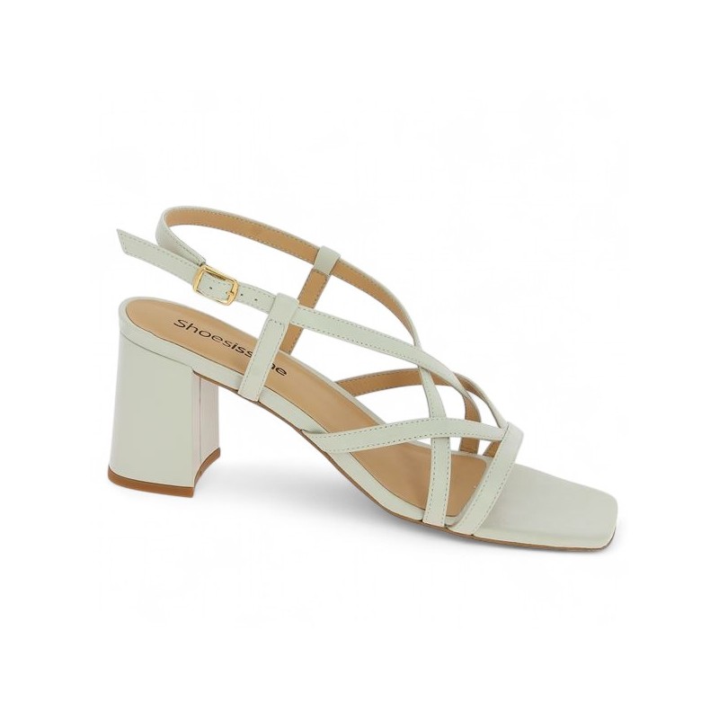 sandale blanche à talon 42, 43, 44, 45 Shoesissime, vue profil