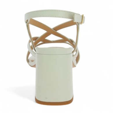 Clémence - White leather sandal with thin ties -Women's large size shoes - Shoesissime