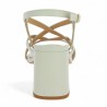 Clémence - White leather sandal with thin ties -Women's large size shoes - Shoesissime