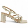 sandale dorée fines brides grande taille femme Shoesissime, vue coté