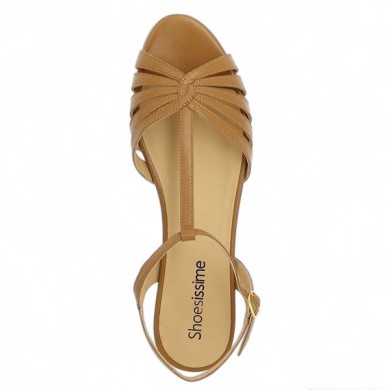 nu-pieds mode camel femme grande pointure Shoesissime, vue dessus