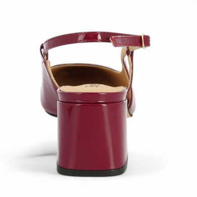 escarpin ouvert au talon grande taille vernis bordeaux Shoesissime, vue arrière
