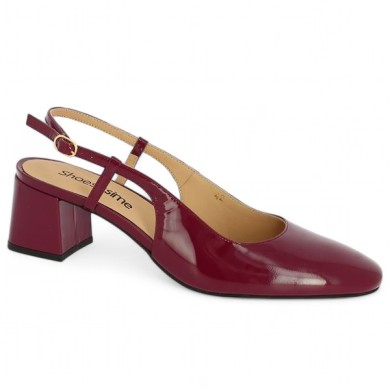Vanessa - Bordeaux patent open toe pumps - Babies large size - Shoesissime