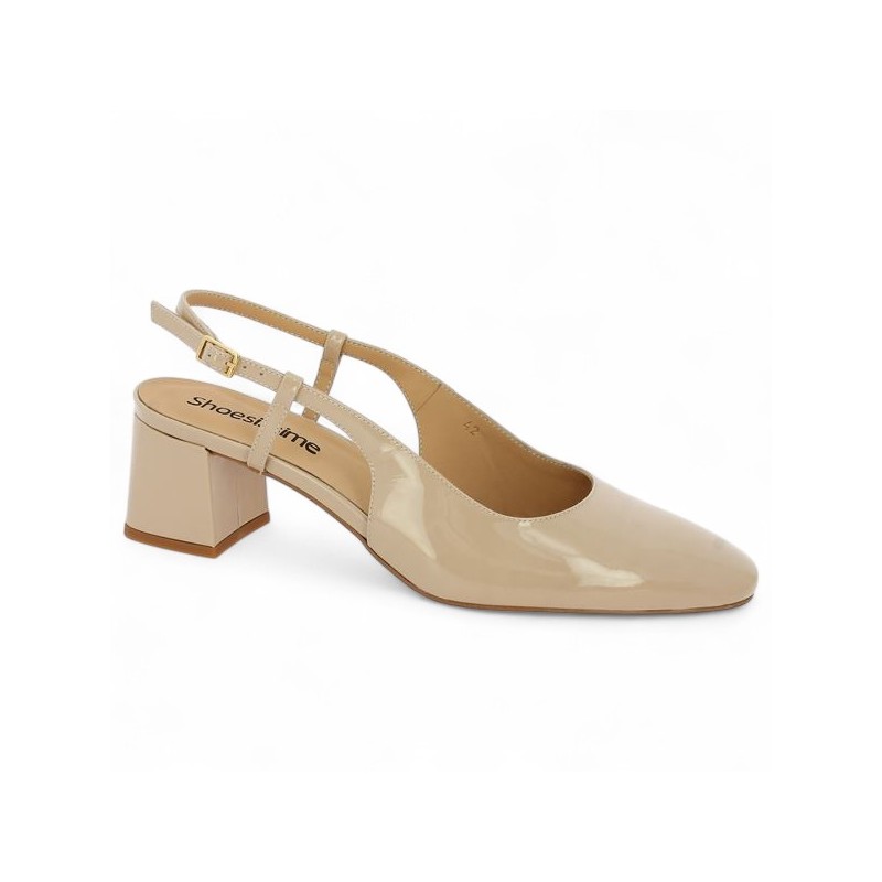 babies femme grande taille vernis beige nude sling back Shoesissime, vue profil