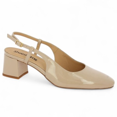 babies femme grande taille vernis beige nude sling back Shoesissime, vue profil babies femme grande taille vernis beige nude sling back Shoesissime, vue profil