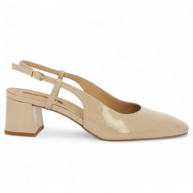 babies femme grande pointure vernis beige nude sling back Shoesissime, vue coté
