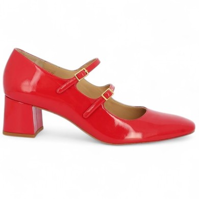 escarpin à brides cuir vernis rouge grande taille Shoesissime, vue coté