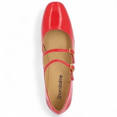 escarpin babies cuir vernis rouge grande pointure Shoesissime, vue coté