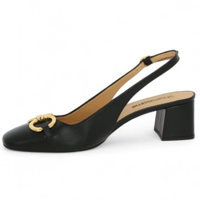 escarpin ouvert au talon chic 42, 43, 44, 45 noir bijoux doré Shoesissime, vue intérieure