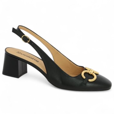 escarpin sling back noir bijoux doré 42, 43, 44, 45 Shoesissime, vue profil