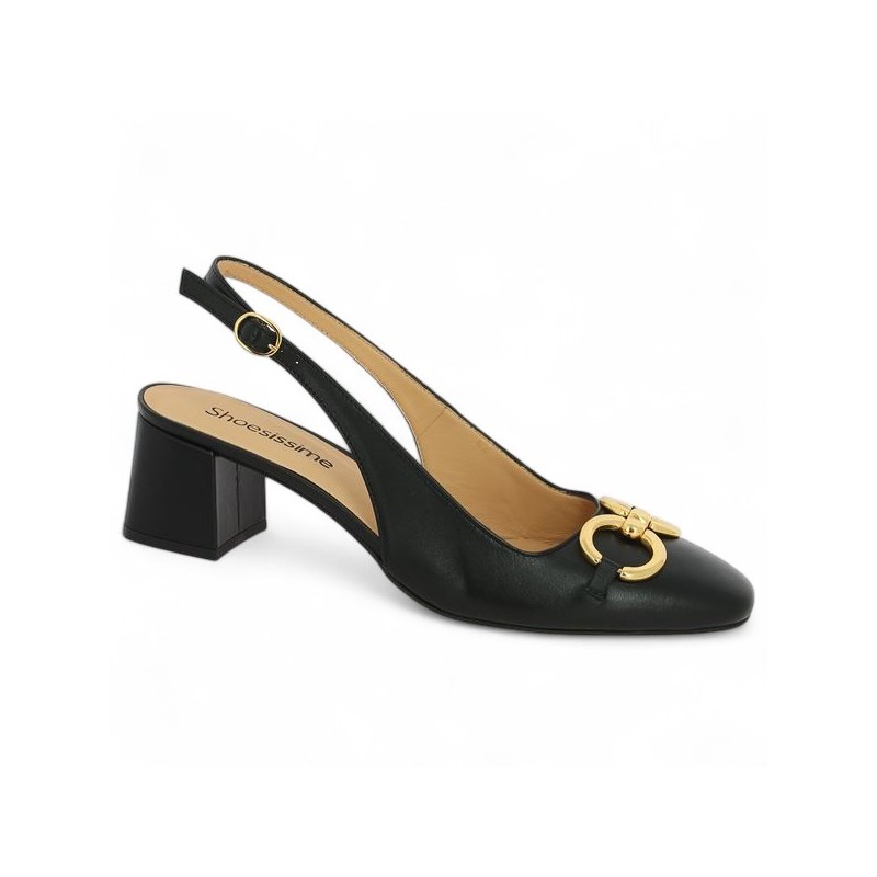 escarpin sling back noir bijoux doré 42, 43, 44, 45 Shoesissime, vue profil