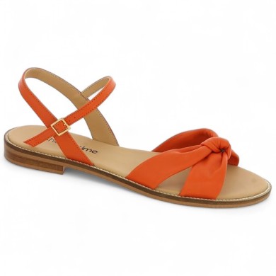 sandalette cuir orange 42, 43, 44, 45 femme Shoesissime, vue profil