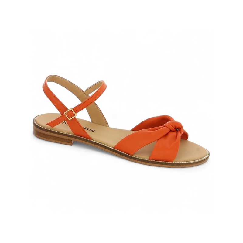 sandalette cuir orange 42, 43, 44, 45 femme Shoesissime, vue profil