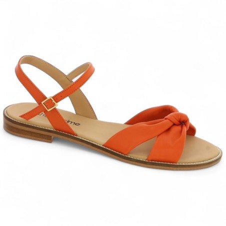 sandalette cuir orange 42, 43, 44, 45 femme Shoesissime, vue profil