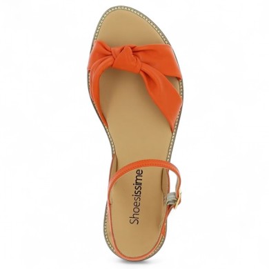 Sandale plate à noeud orange 42, 43, 44, 45 Shoesissime, vue dessus