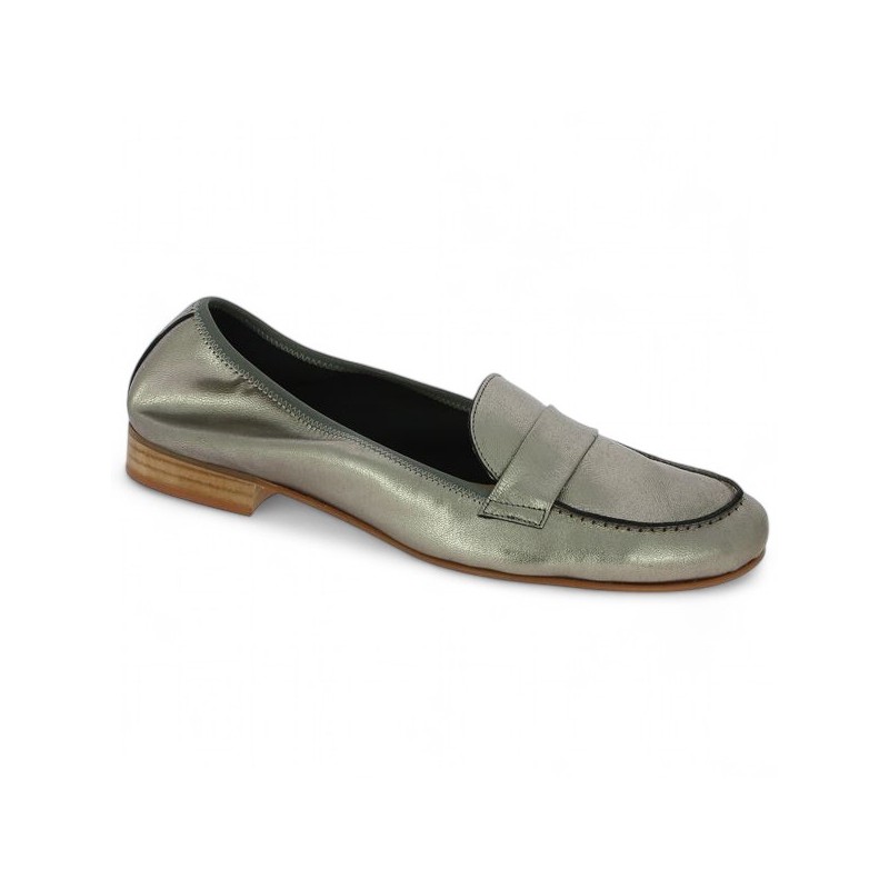 mocassin femme souple léger argent metallisé 42, 43, 44, 45 Shoesissime, vue profil